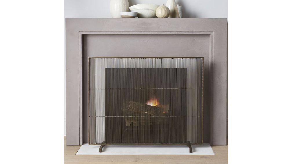 Pantalla para Chimenea de Latón Envejecido - cratebarrelco