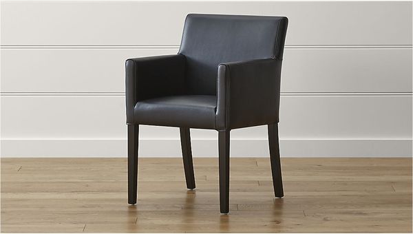 Silla de Comedor con Brazos de Cuero Lowe Ónice - cratebarrelco Silla de Comedor con Brazos de Cuero Lowe Ónice - cratebarrelco