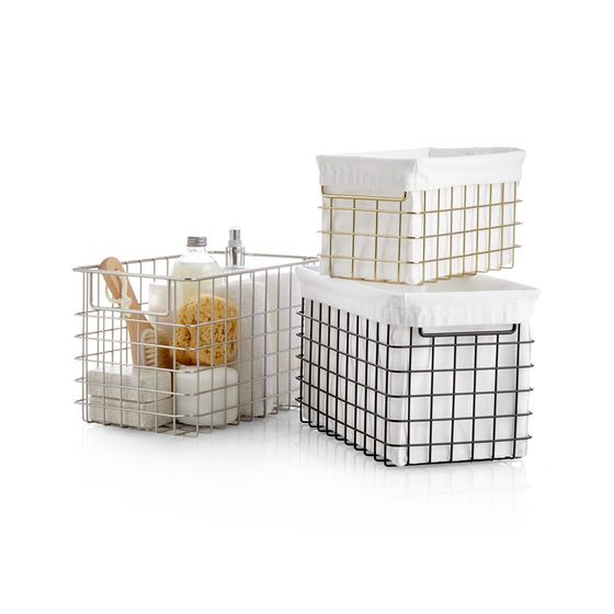 Forro para Canasta de Lona Blanca Chico - cratebarrelco